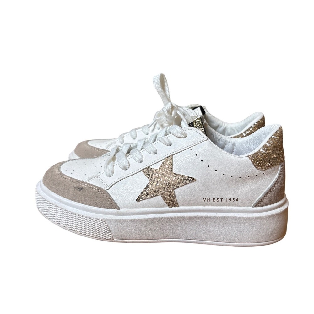 Vintage Havana Gadol Sneakers Women White Gold Star Platform Shoes SIZE 8